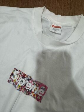 Supreme White Multicolor Flower Logo Tee